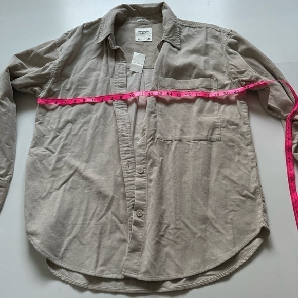 Abercrombie & fitch NWT oversized denim button up shirt light brown size medium - Picture 11 of 14